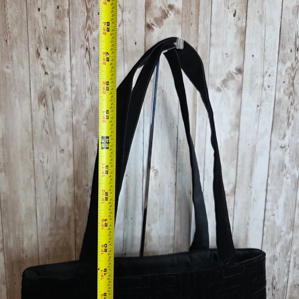 Balmain Large Black Velvet Quilted Tote Bag Gold Logo